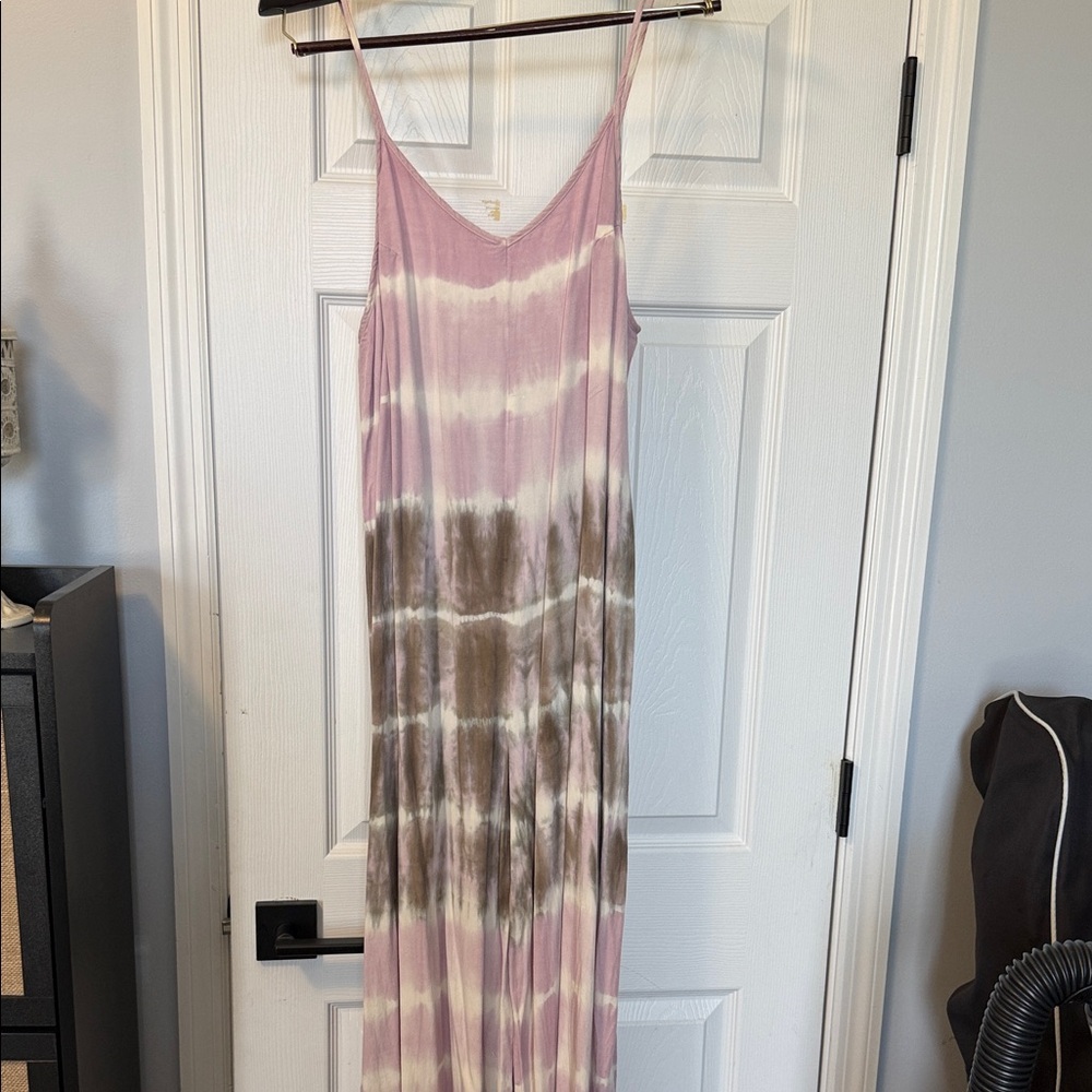Mystree Pink and Brown Tie-Dye Jumpsuit